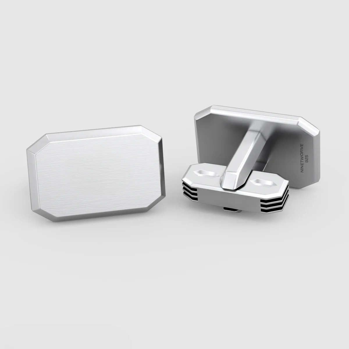 Nayel - Matt Finish Silver Cufflinks 15mm - Image 6
