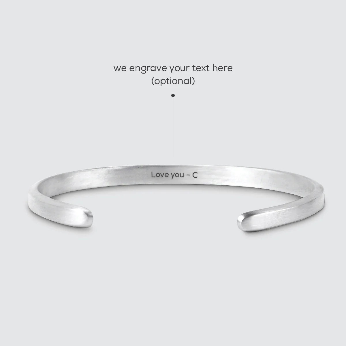 Noor - Brushed Silver Bangle Bracelet 5mm - Image 5