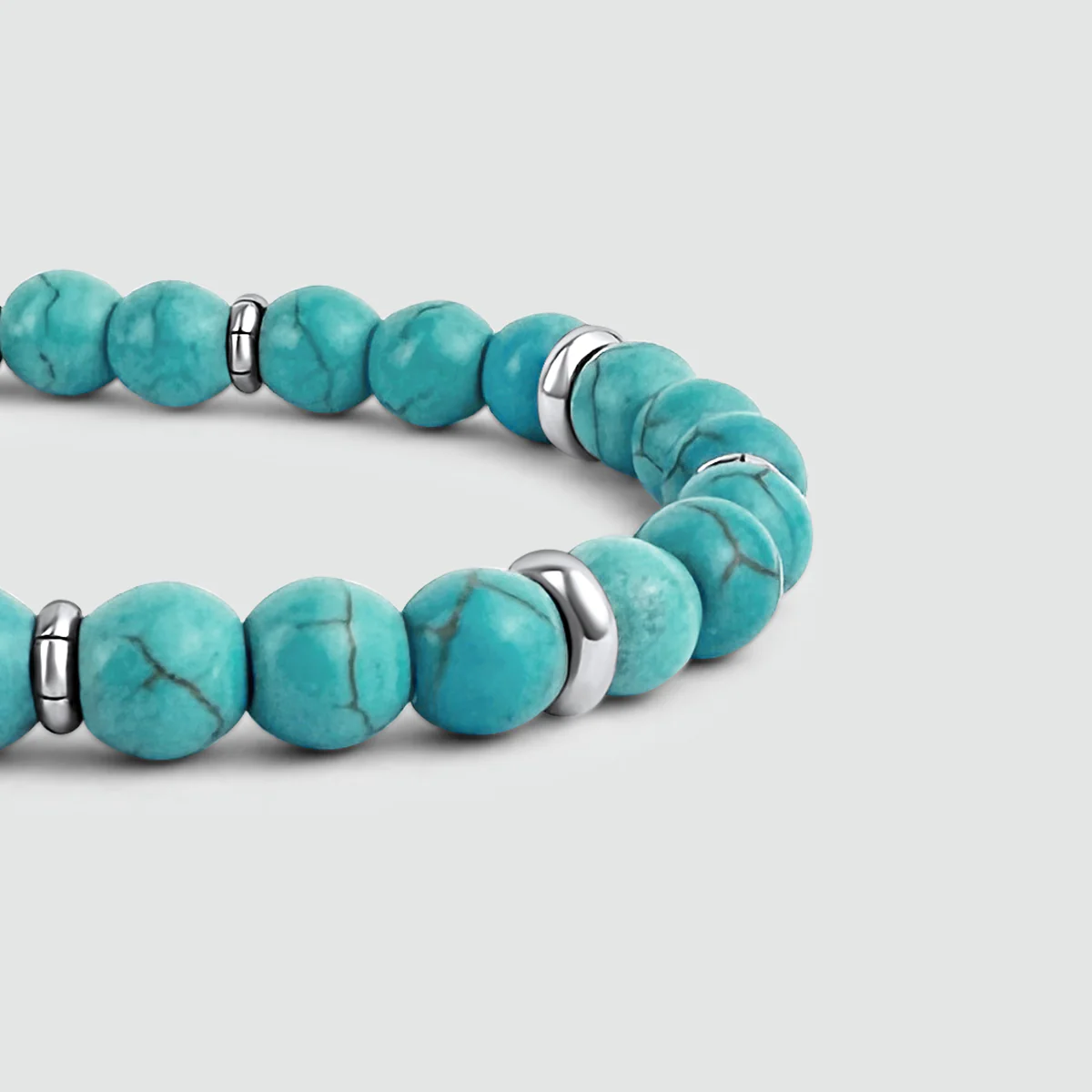 Nuri - Adjustable Turquoise Beaded Bracelet in Silver 6mm - Image 10