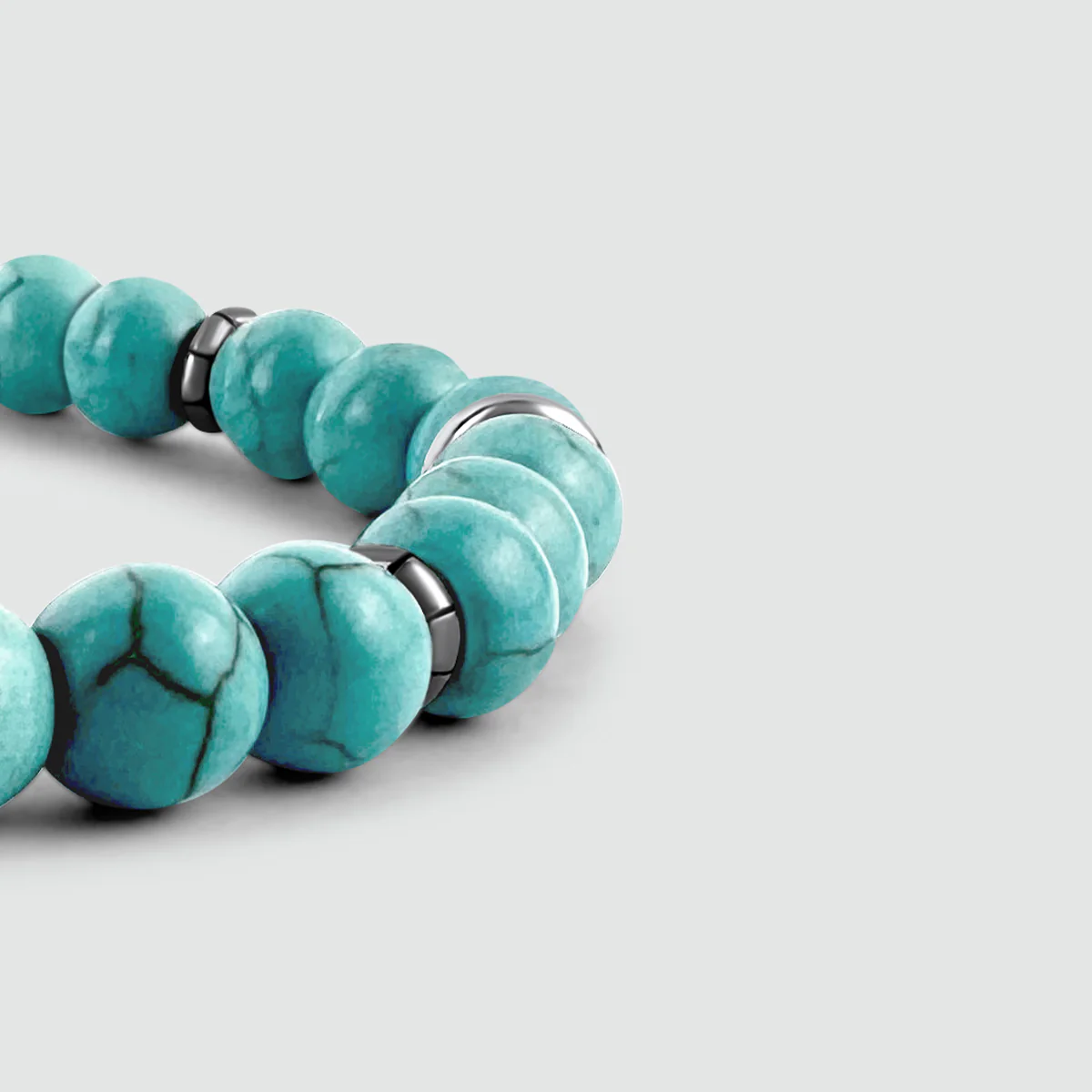 Nuri - Adjustable Turquoise Beaded Bracelet in Silver 8mm - Image 7