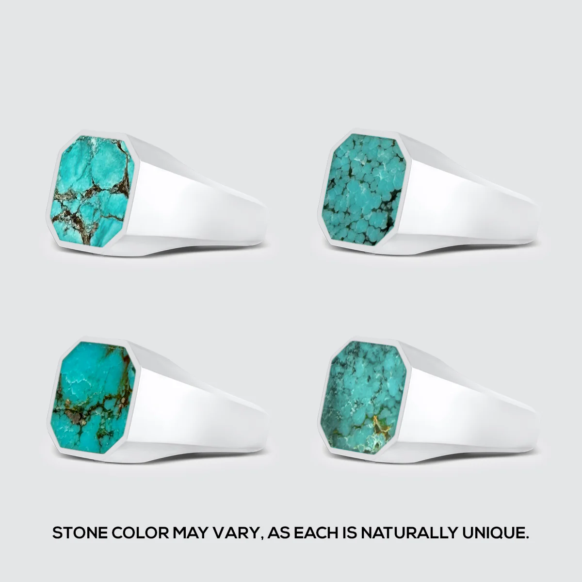 Nuri - Sterling Silver Blue Turquoise Signet Ring 13mm - Image 5
