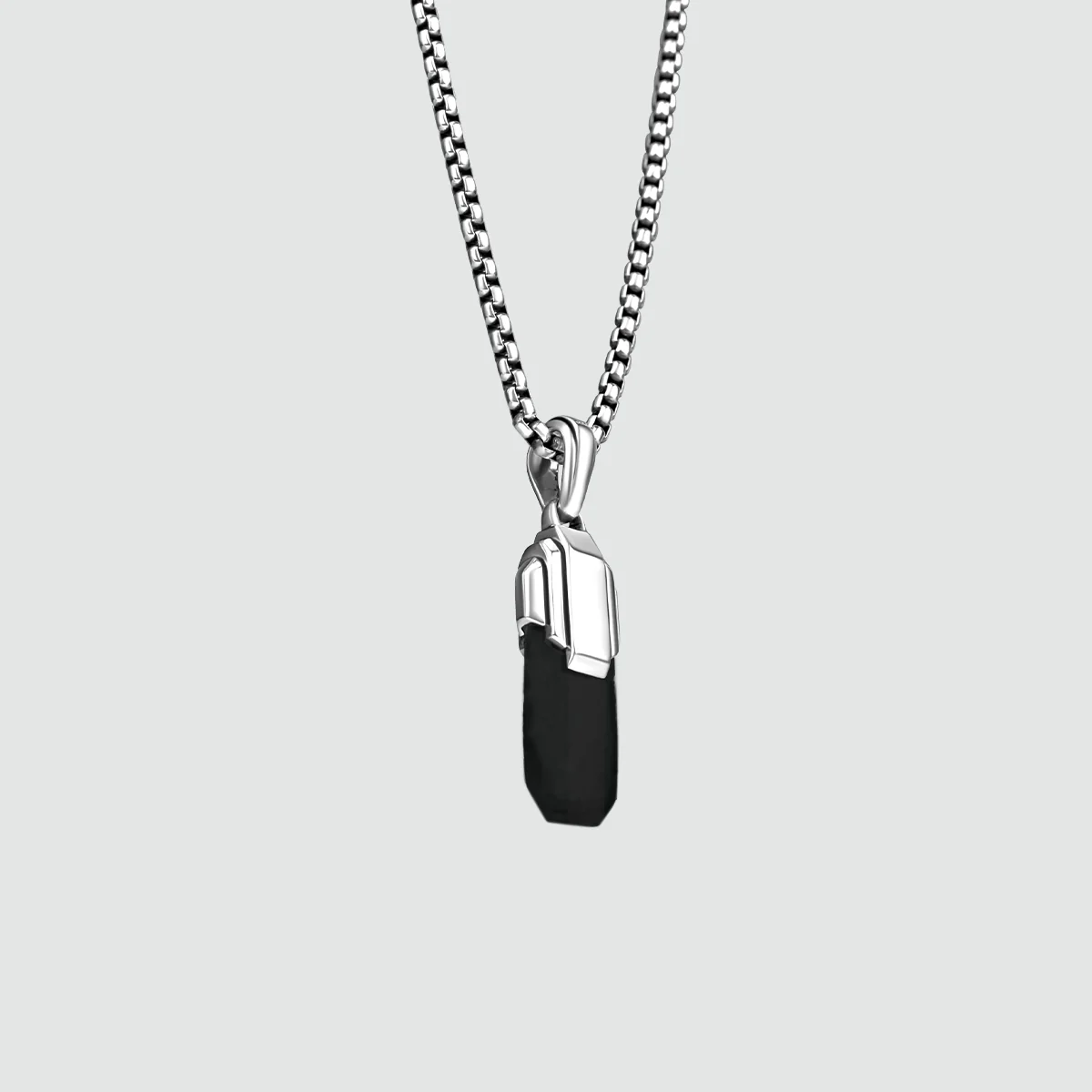 Tahsin - Art Deco Silver Black Onyx Pendant - Image 3