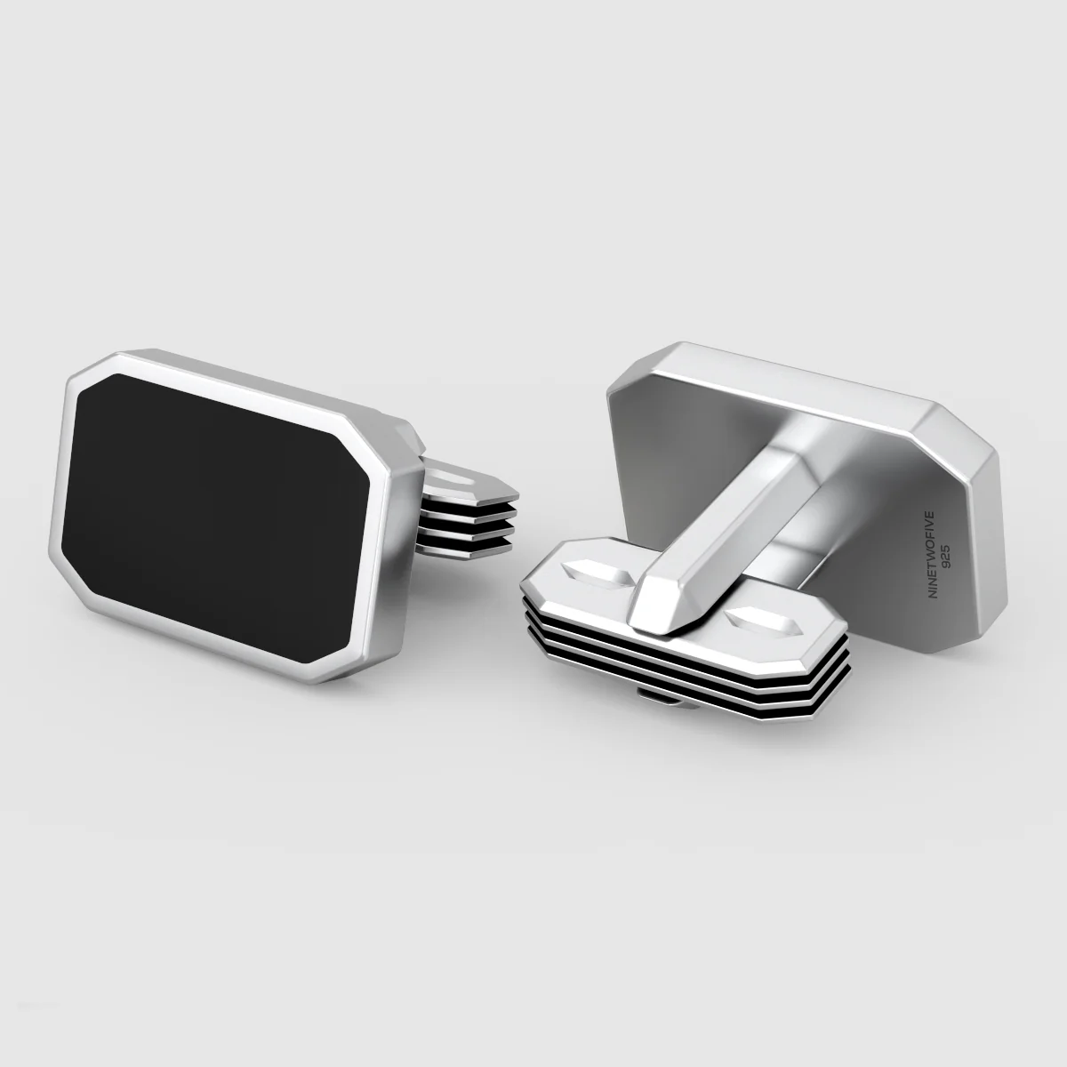 Rael – Black Onyx Silver Cufflinks 15mm - Image 3