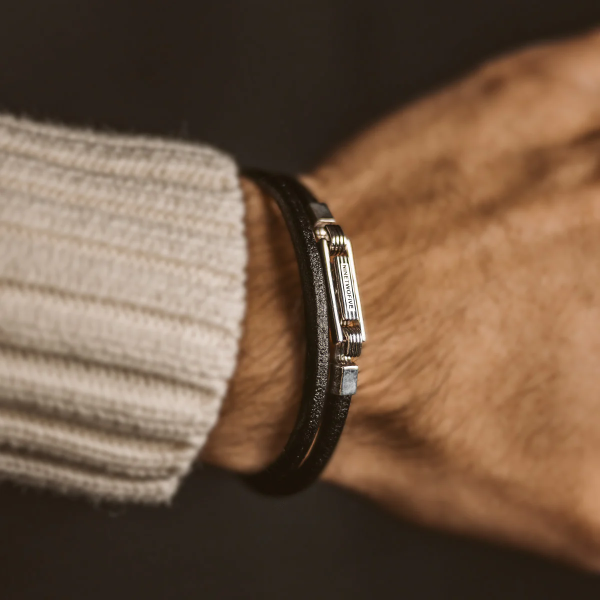 Rami - Genuine Black Leather Bracelet 5mm - Image 4