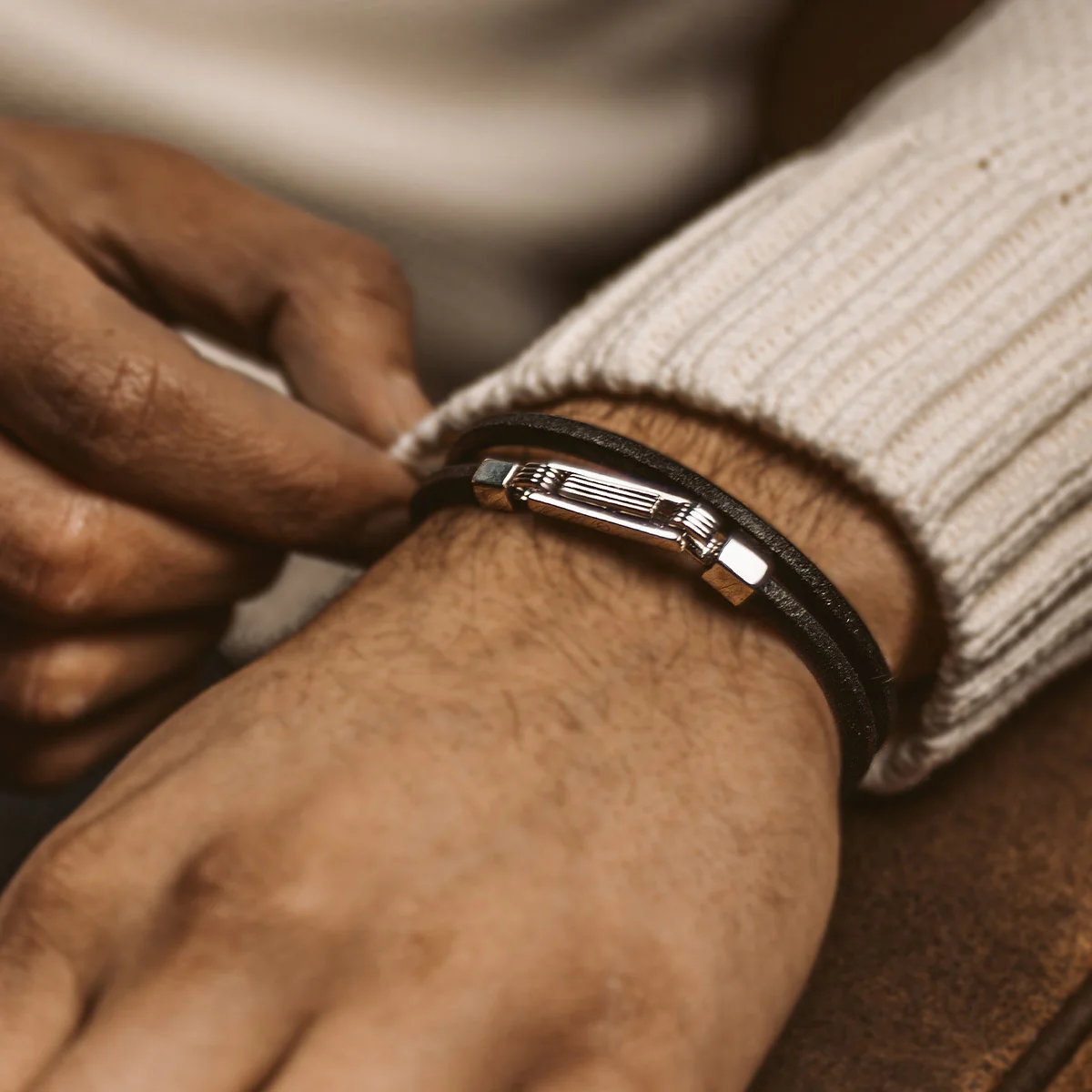 Rami - Genuine Black Leather Bracelet 5mm - Image 7