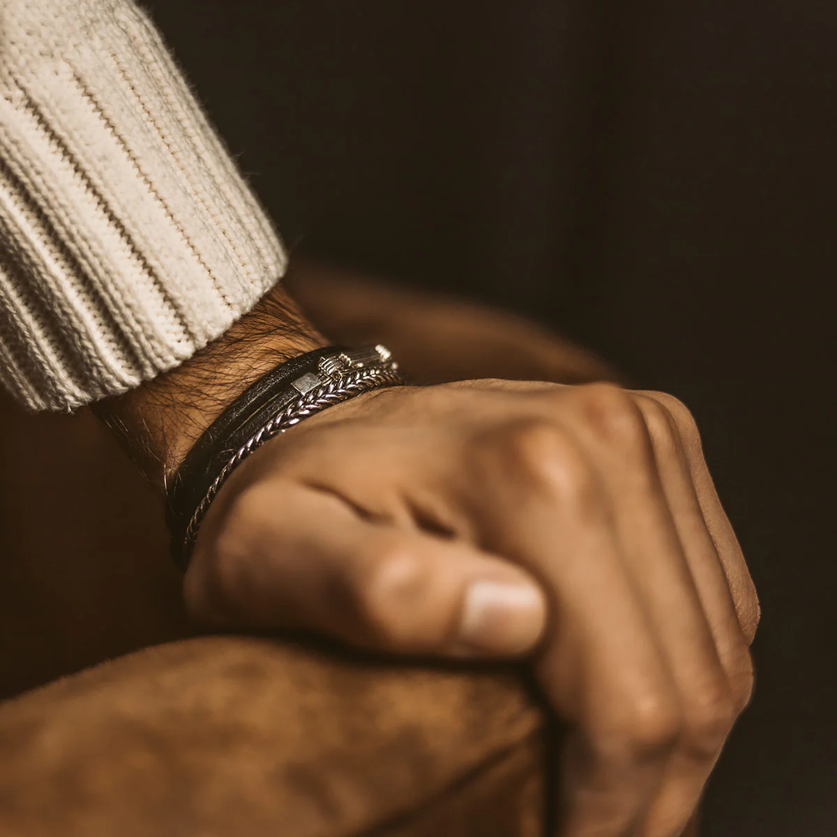 Rami - Genuine Black Leather Bracelet 5mm - Image 9