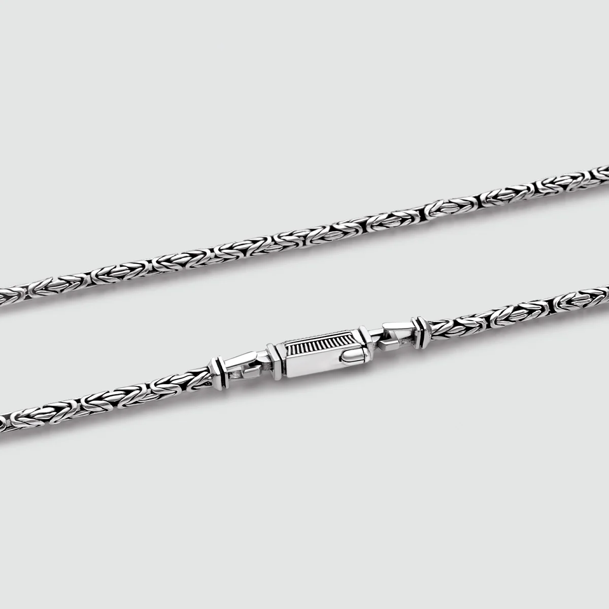 Ramsi - Cavetto Sterling Silver Byzantine Chain Necklace 3.5 mm - Image 16