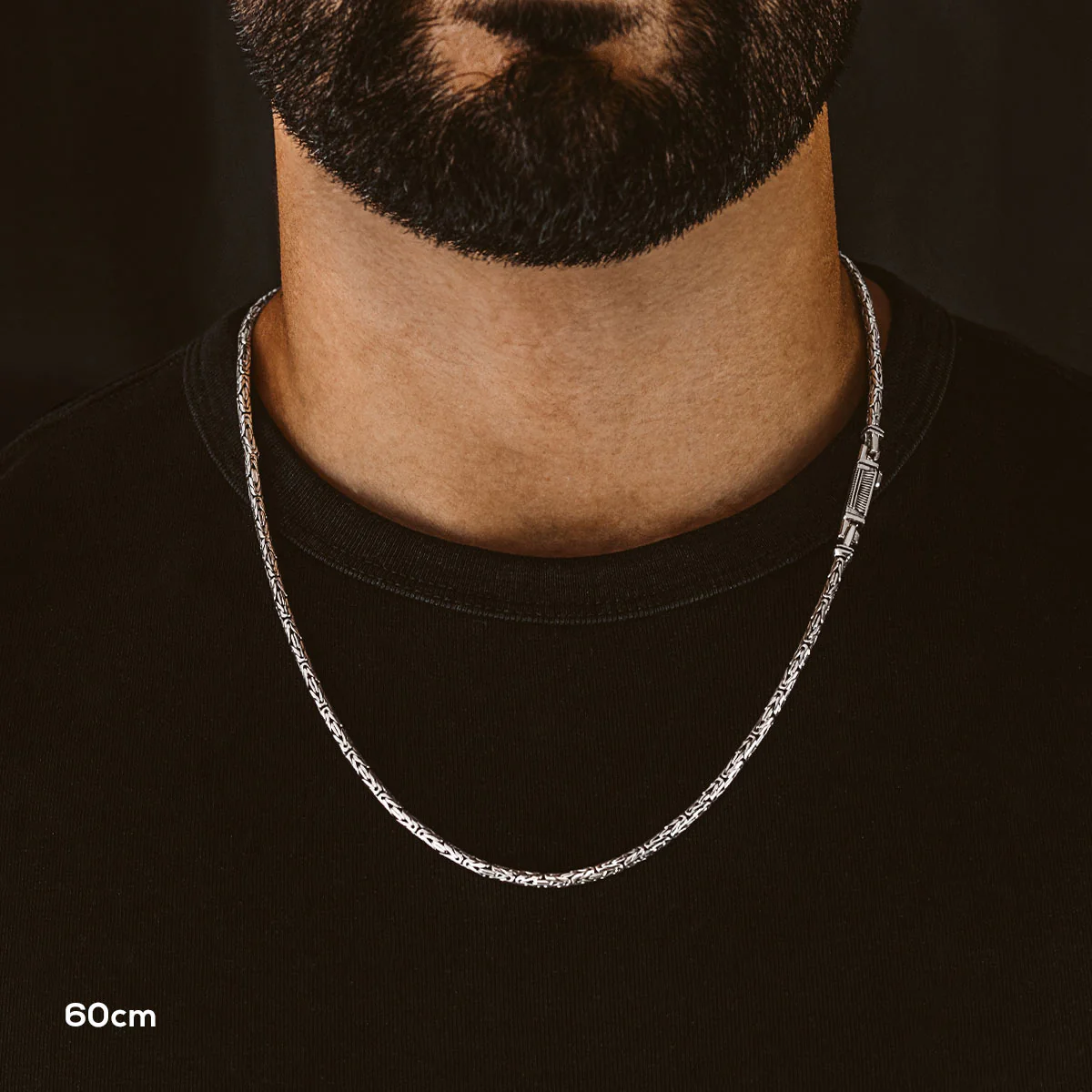 Ramsi - Cavetto Sterling Silver Byzantine Chain Necklace 3.5 mm - Image 8