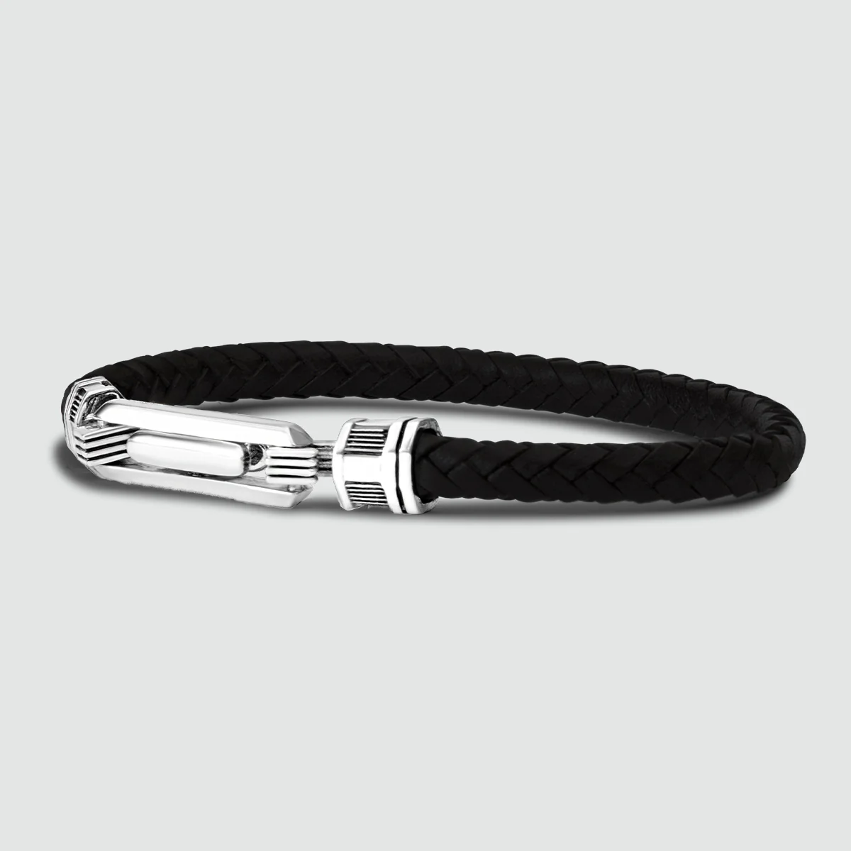 Rasil - Braided Black Leather Bracelet with Sterling Silver 5.5mm - Image 7