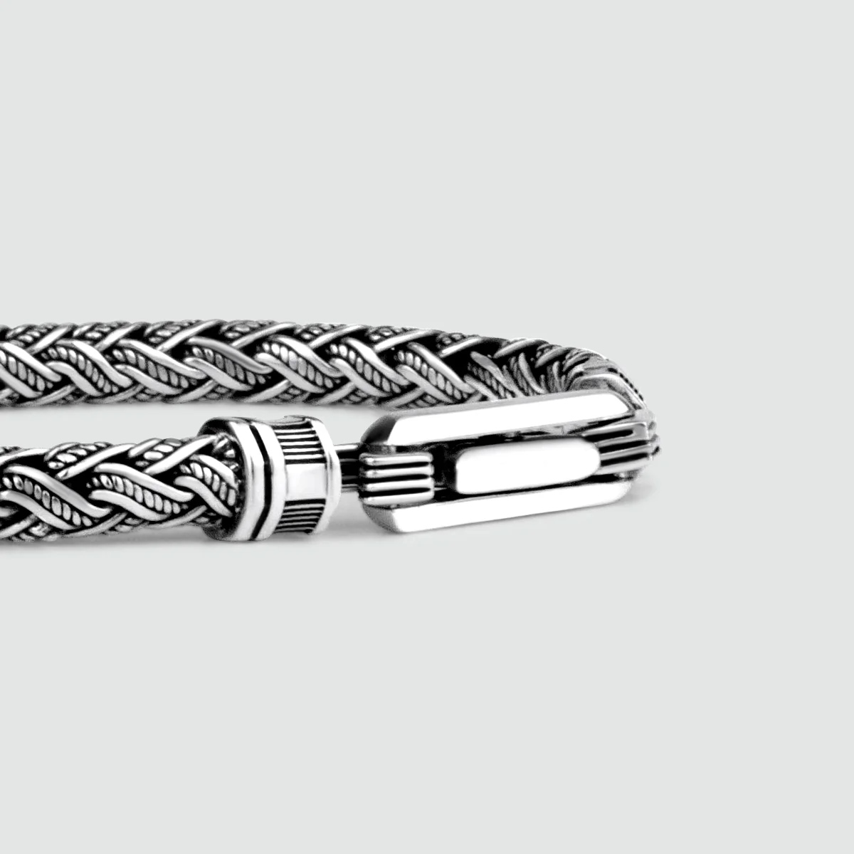 Rasim - Silver Braided Hexagon Bracelet 6mm - Image 3