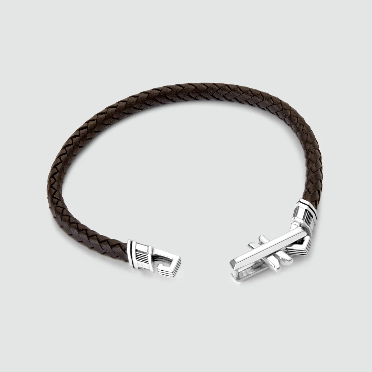 Rasiq - Braided Dark Brown Leather Bracelet with Sterling Silver 5.5mm - Image 5