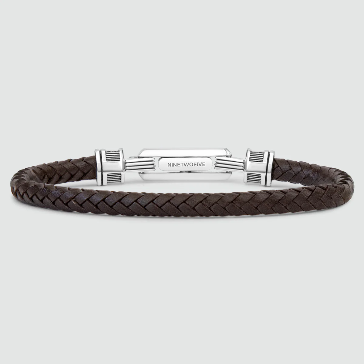 Rasiq - Braided Dark Brown Leather Bracelet with Sterling Silver 5.5mm - Image 7