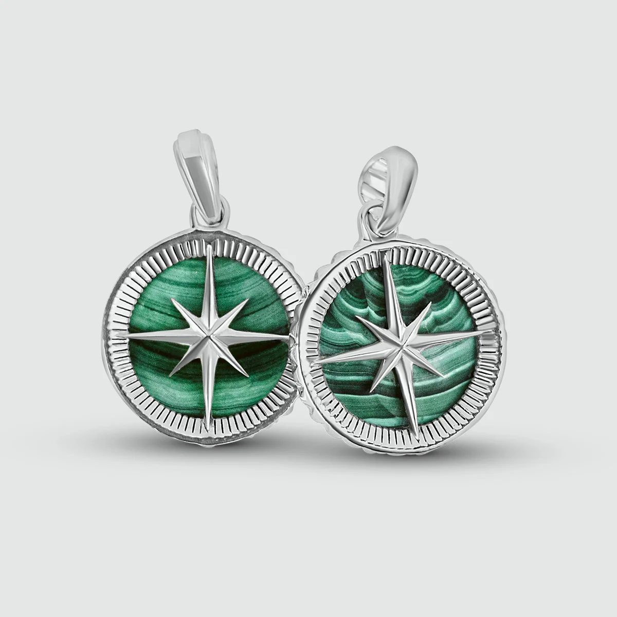 Safar - Sterling Silver Malachite Compass Pendant - Image 12