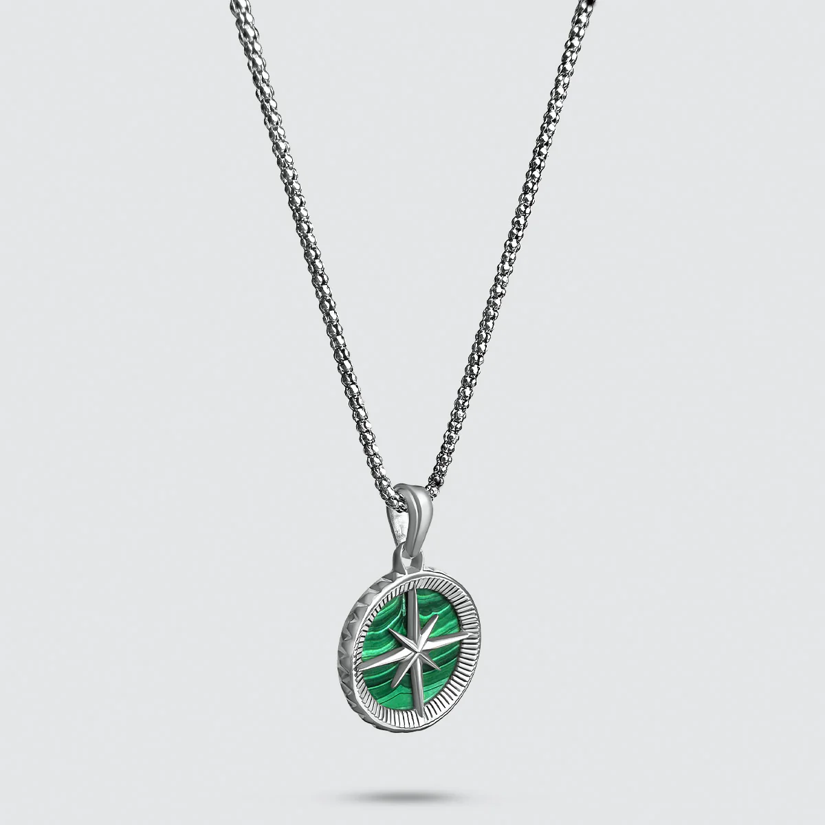 Safar - Sterling Silver Malachite Compass Pendant - Image 13