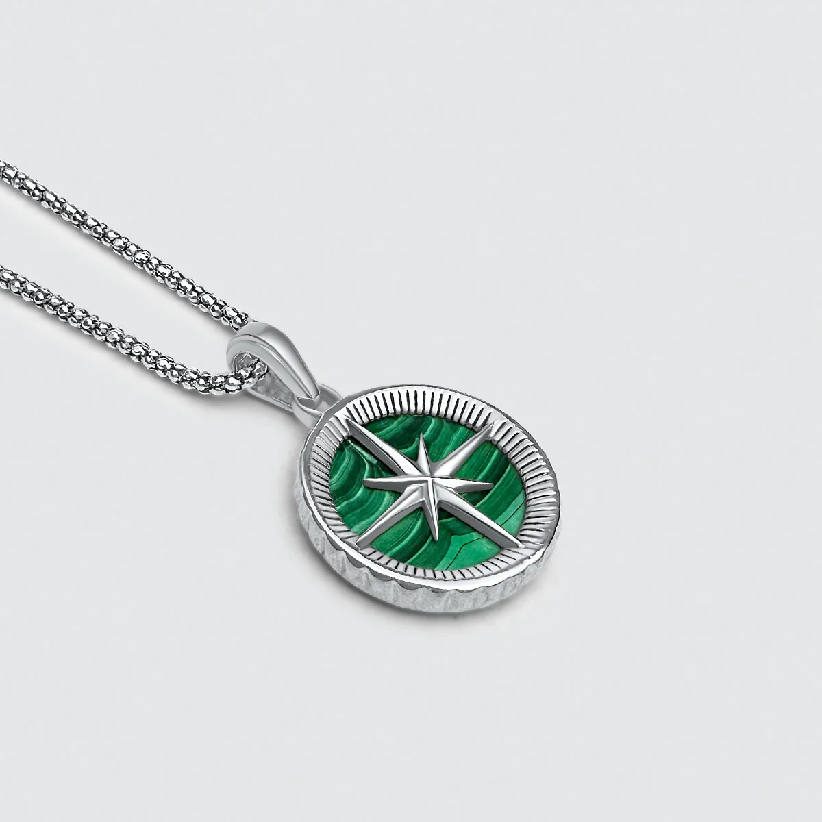 Safar - Sterling Silver Malachite Compass Pendant - Image 14