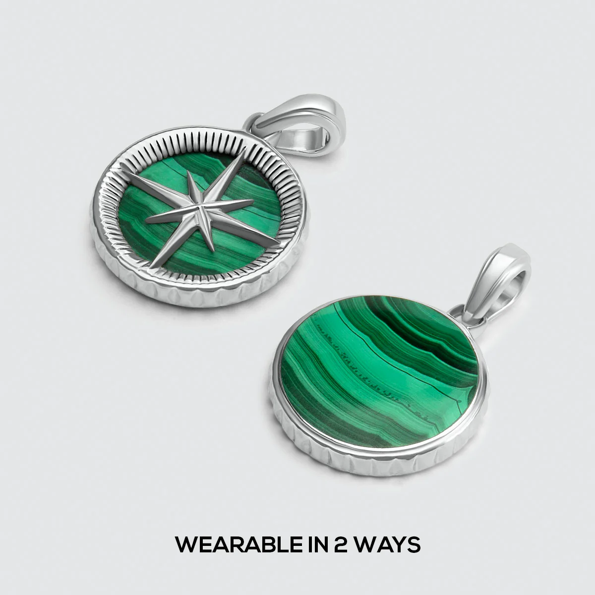 Safar - Sterling Silver Malachite Compass Pendant - Image 7