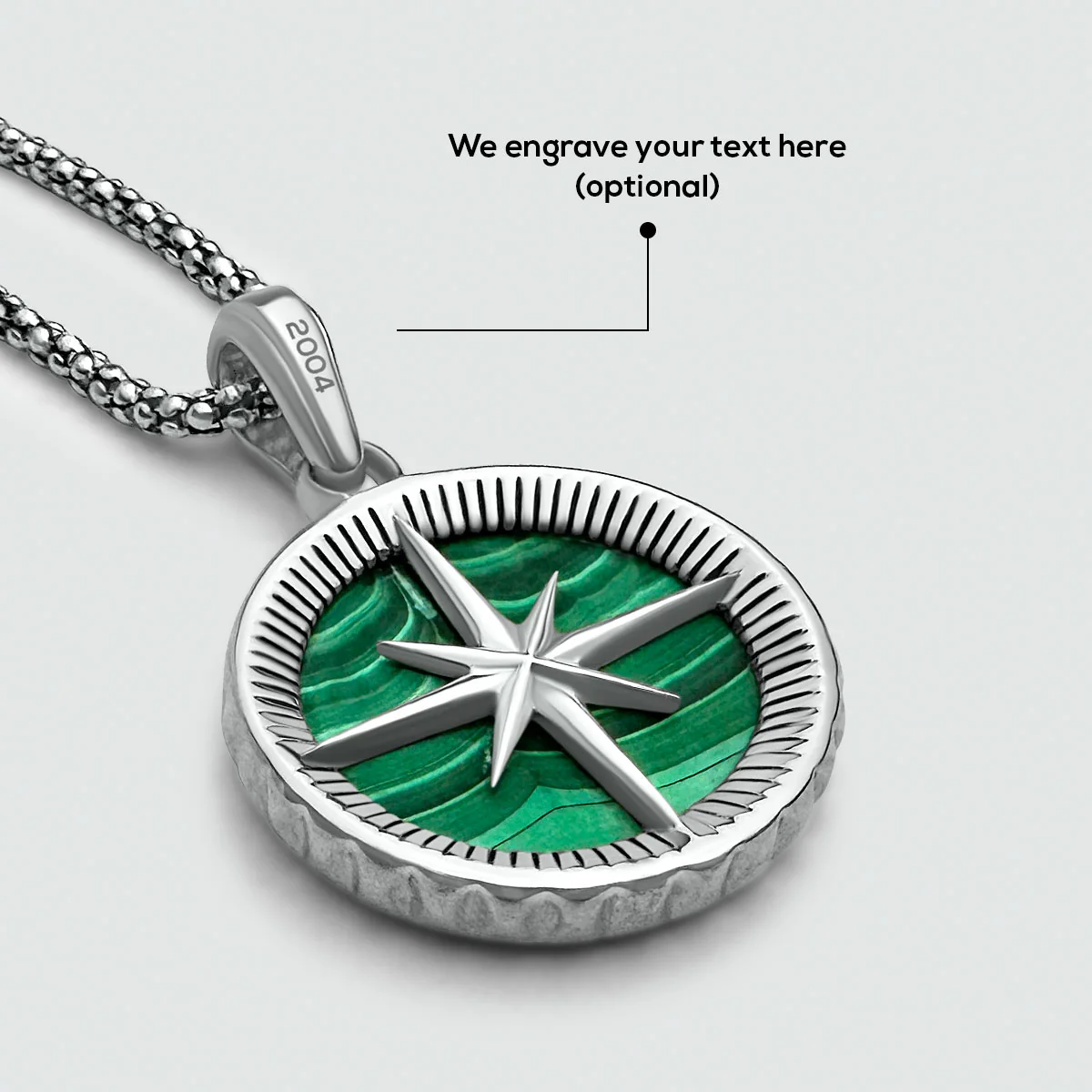Safar - Sterling Silver Malachite Compass Pendant - Image 9
