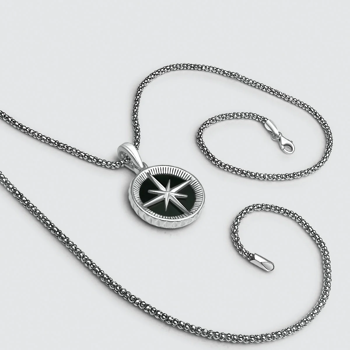 Safar - Sterling Silver Onyx Compass Pendant - Image 11