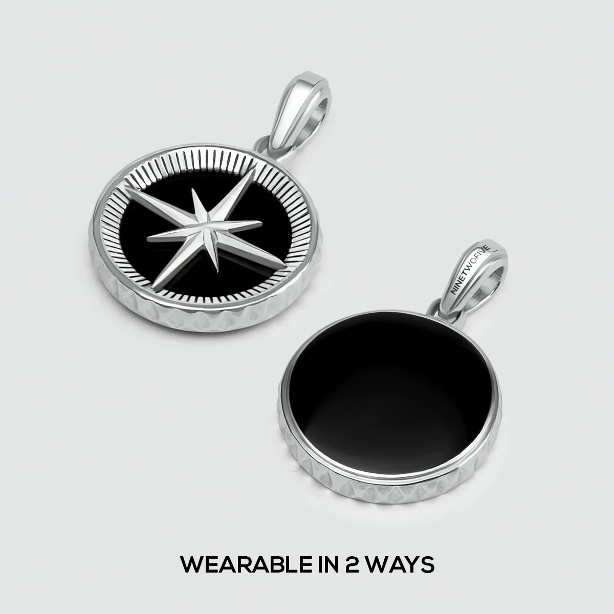 Safar - Sterling Silver Onyx Compass Pendant - Image 7