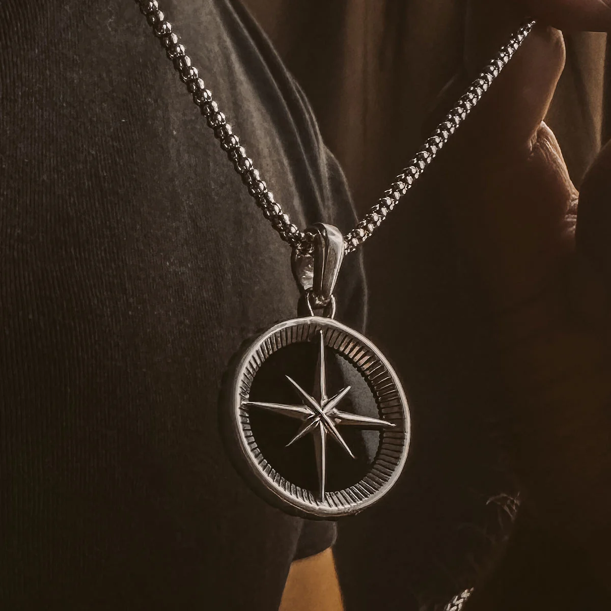 Safar - Sterling Silver Onyx Compass Pendant - Image 8