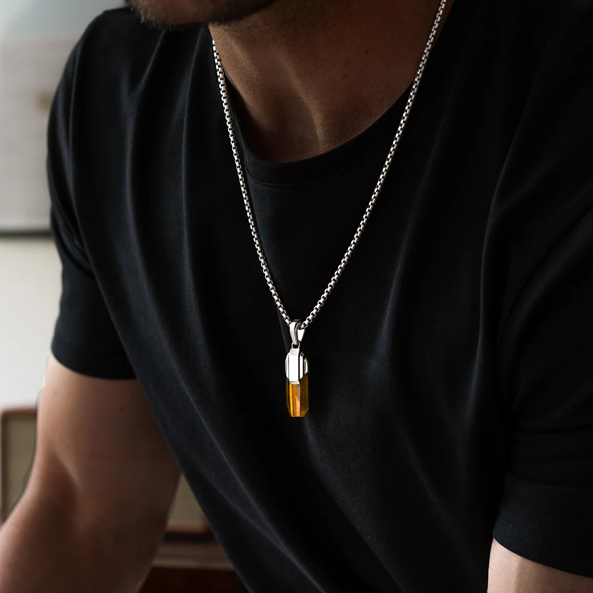 Tahqim - Art Deco Silver Tiger Eye Pendant - Image 6