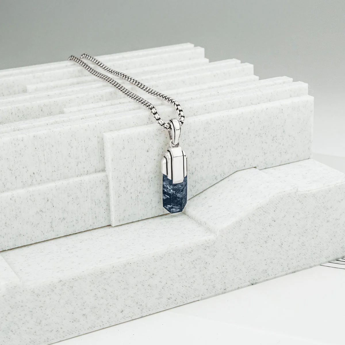 Tahrir - Art Deco Silver Blue Pietersite Pendant - Image 10