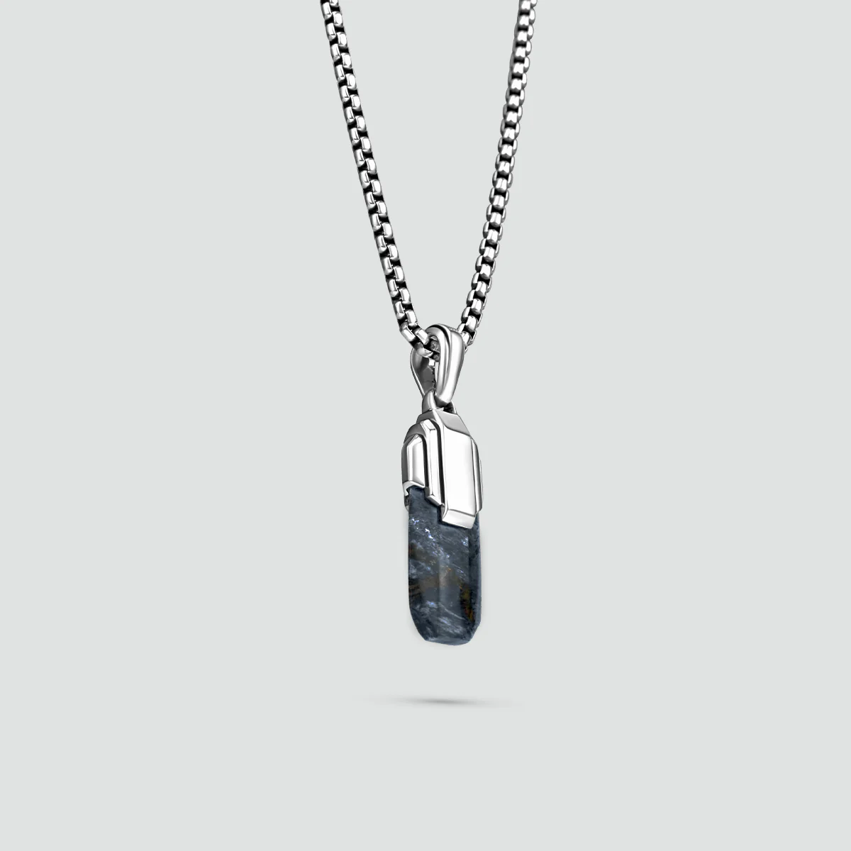 Tahrir - Art Deco Silver Blue Pietersite Pendant - Image 3