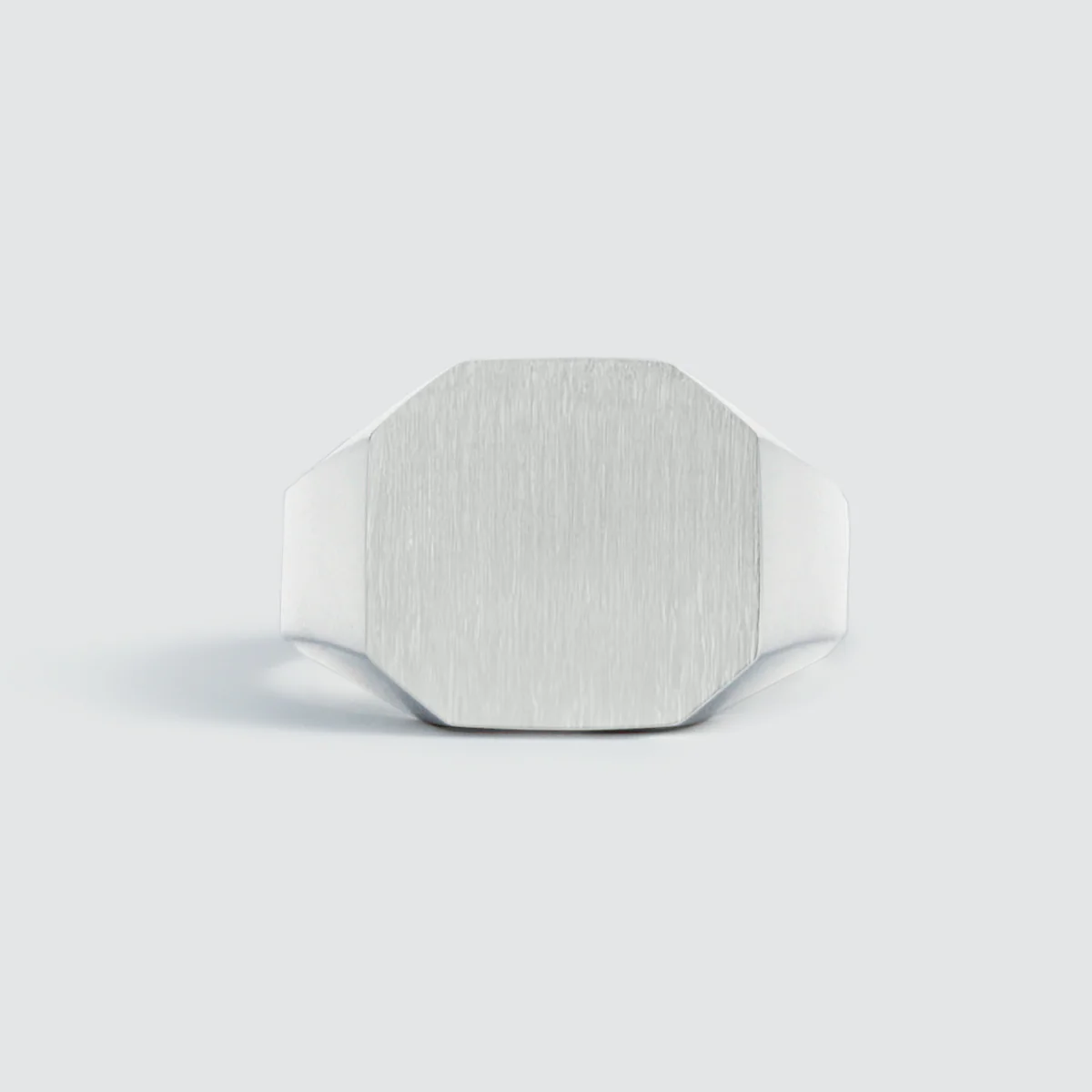 Tameem - Matt Brushed Silver Signet Ring 13mm - Image 3