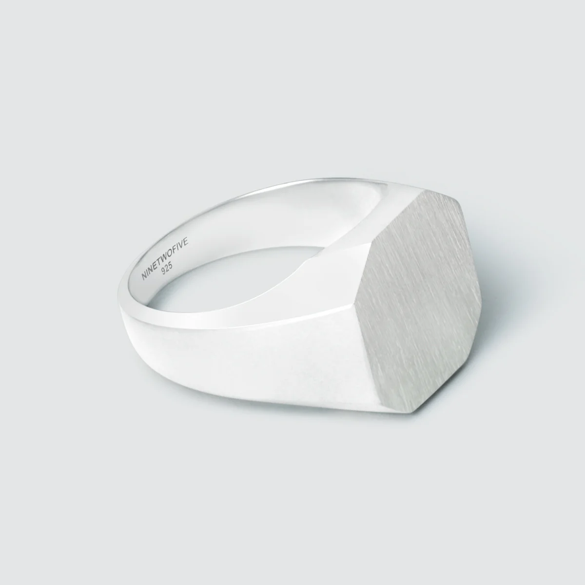 Tameem - Matt Brushed Silver Signet Ring 13mm - Image 7