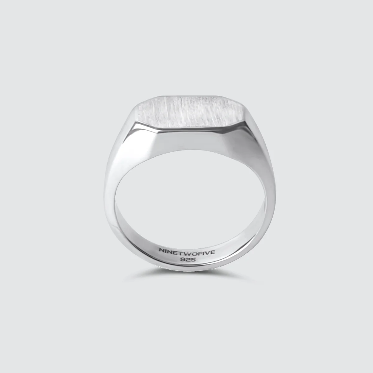 Tariq - Matte Brushed Silver Signet Ring 7mm - Image 11
