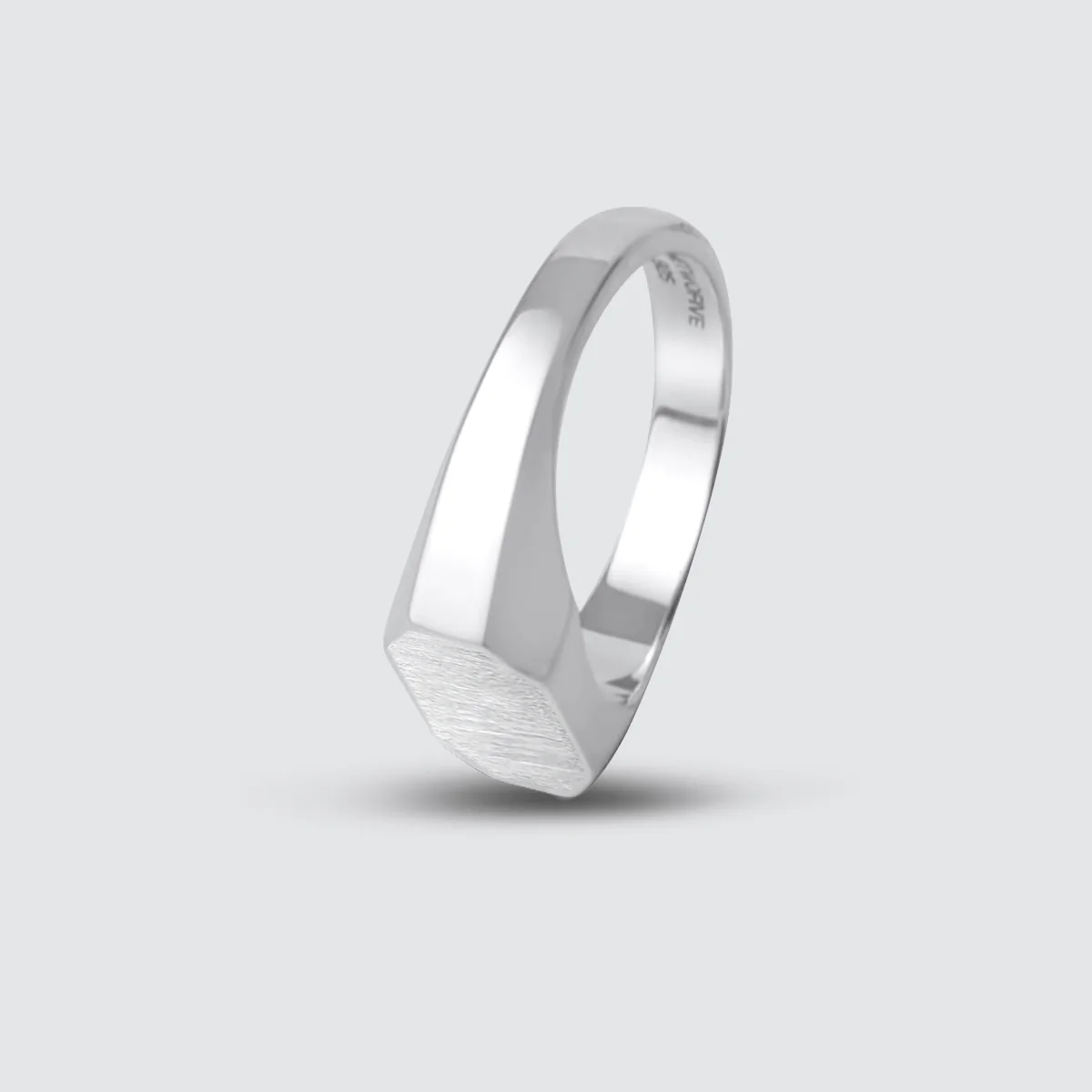 Tariq - Matte Brushed Silver Signet Ring 7mm - Image 12