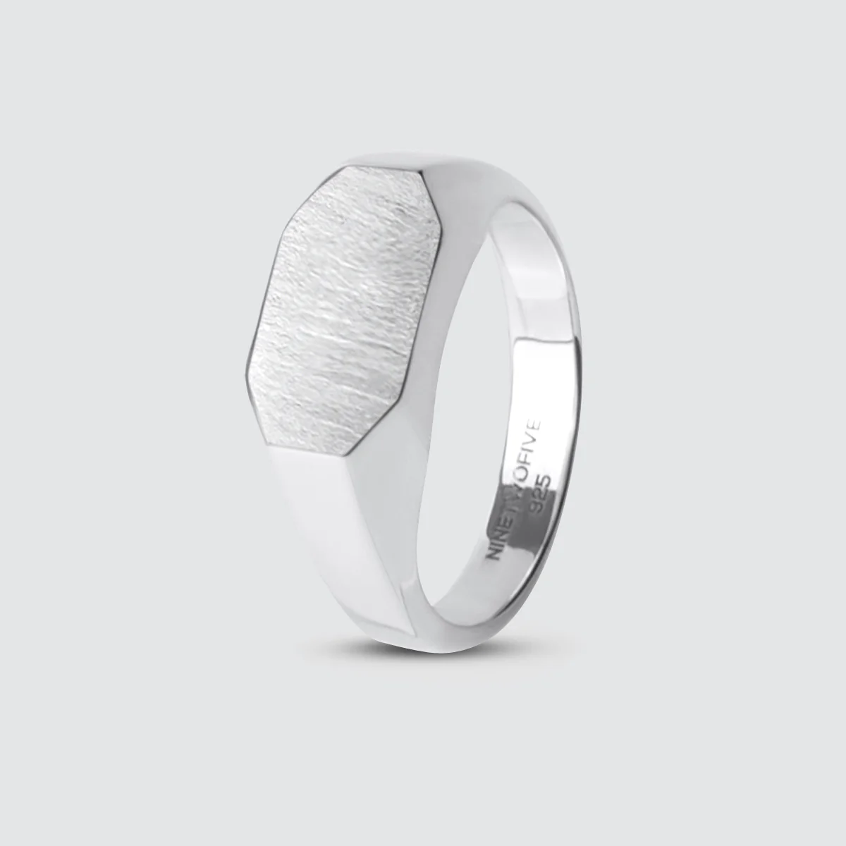 Tariq - Matte Brushed Silver Signet Ring 7mm - Image 3
