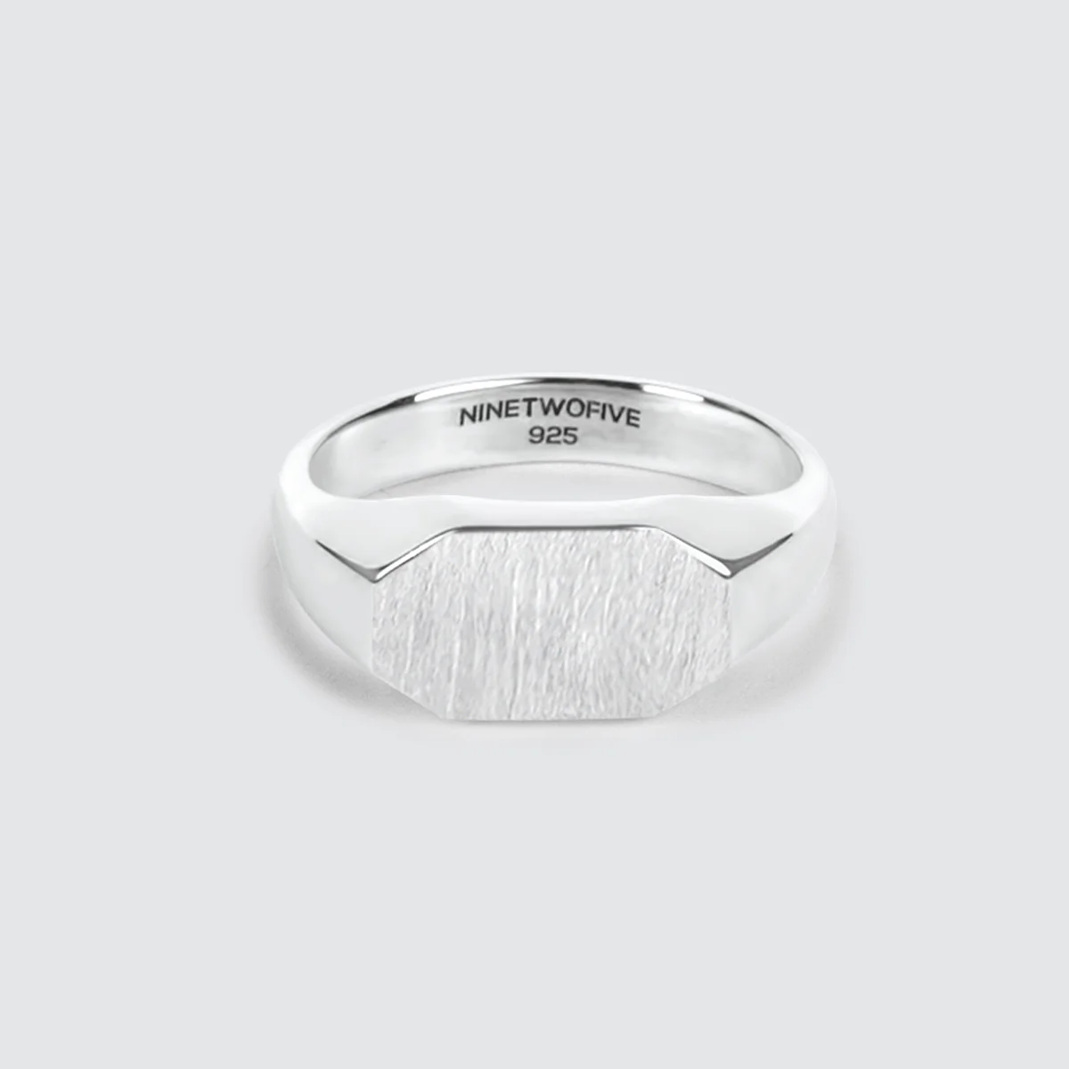 Tariq - Matte Brushed Silver Signet Ring 7mm - Image 5