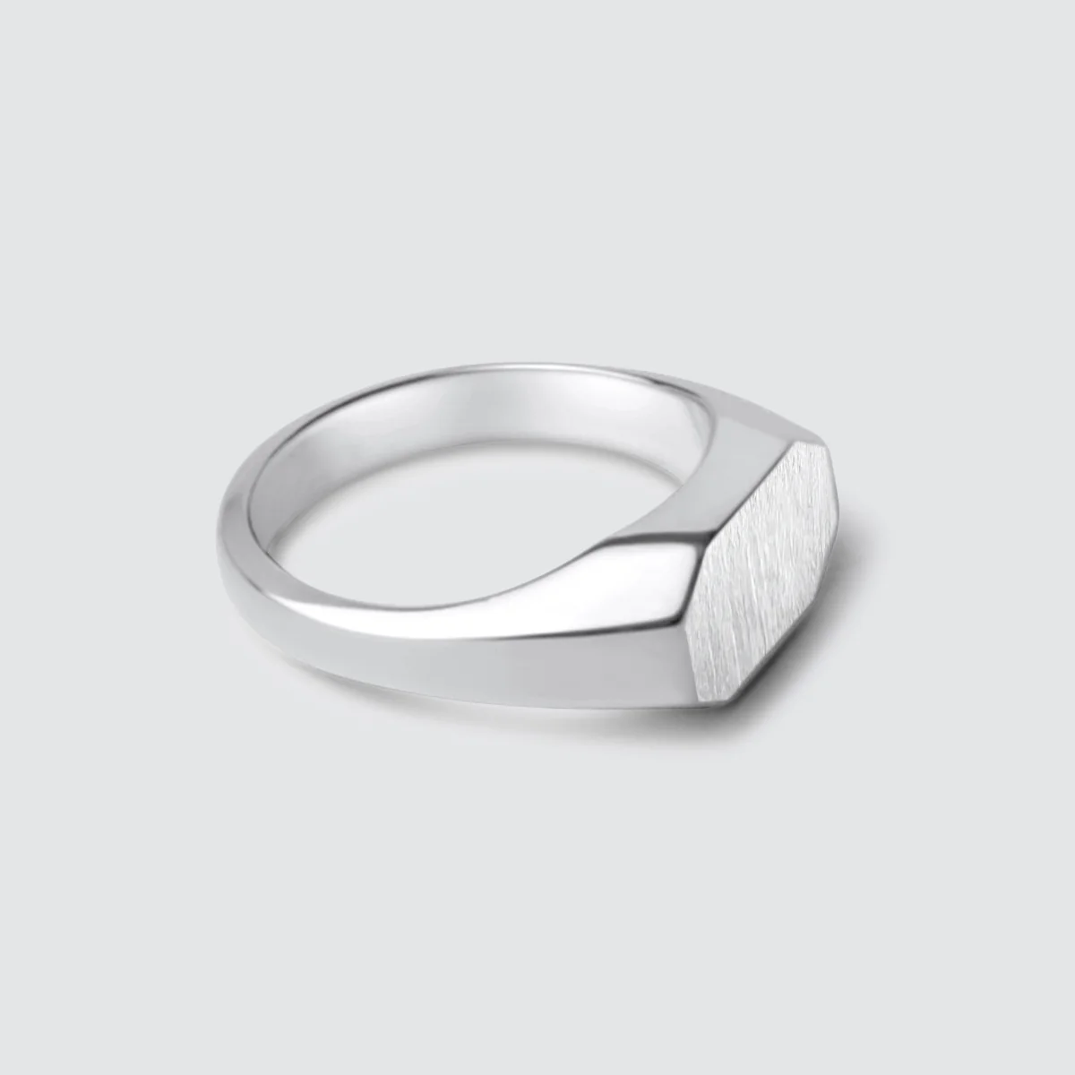 Tariq - Matte Brushed Silver Signet Ring 7mm - Image 9
