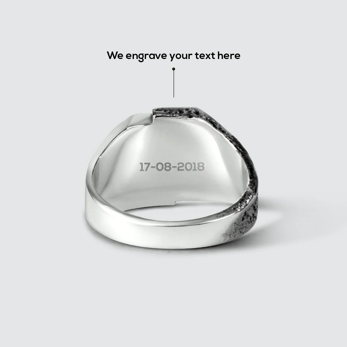 Tawasul - Split Silver Signet Ring 13mm - Image 10