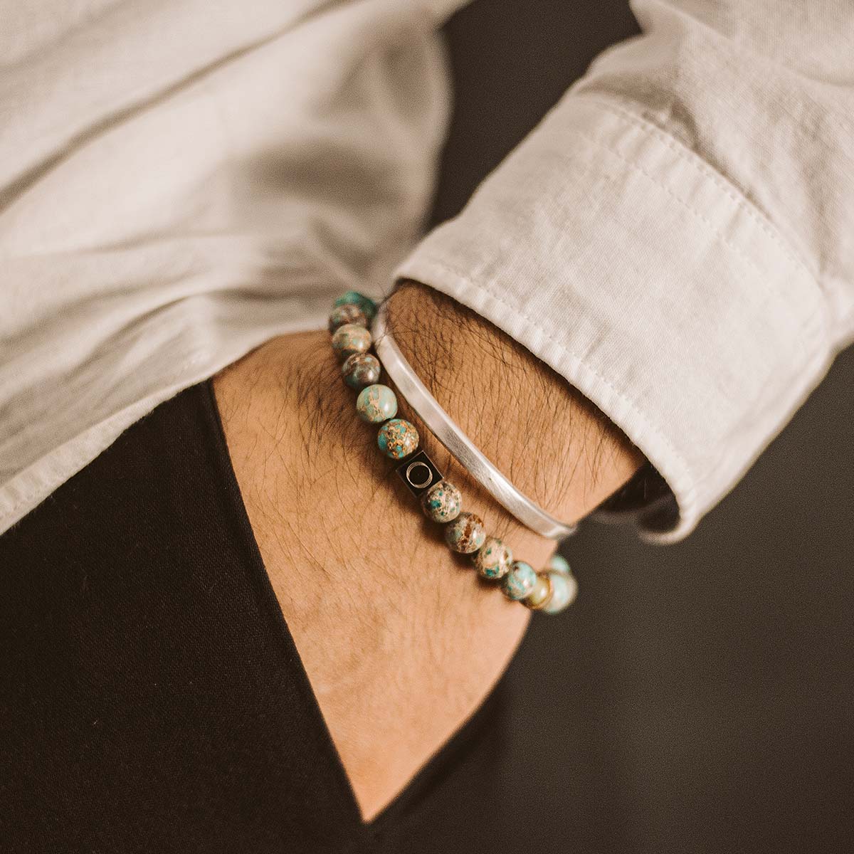 Alfiruz - Turquoise Beaded Bracelet 8mm - Image 4