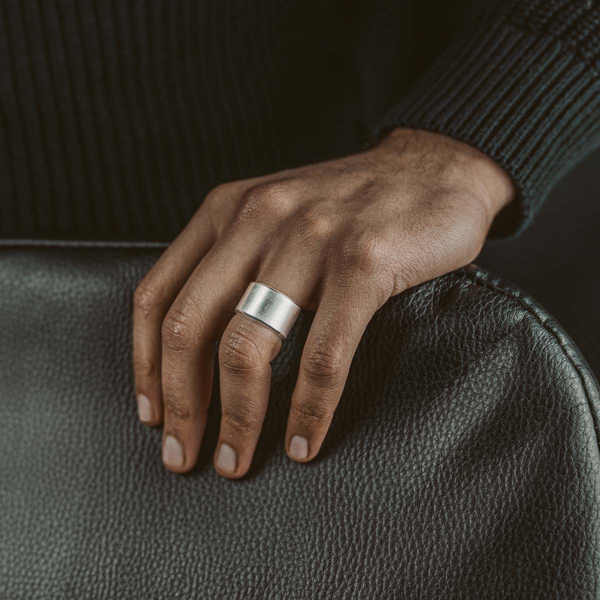Tamir - Wide Matt Silver Ring 14mm - Image 2
