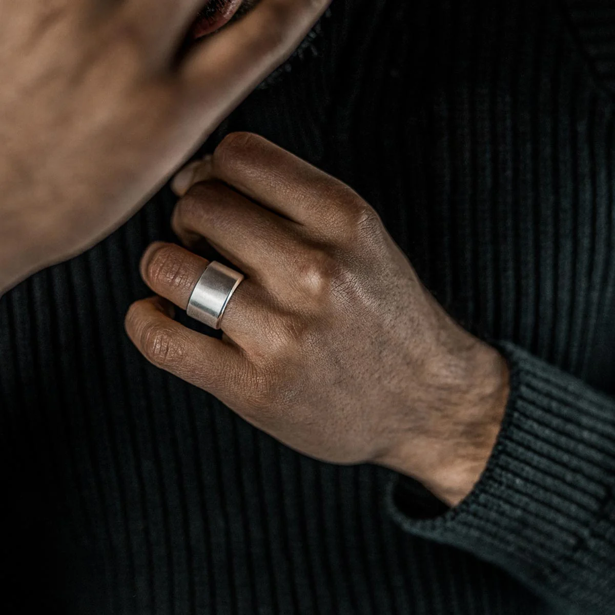 Tamir - Wide Matt Silver Ring 14mm - Image 6