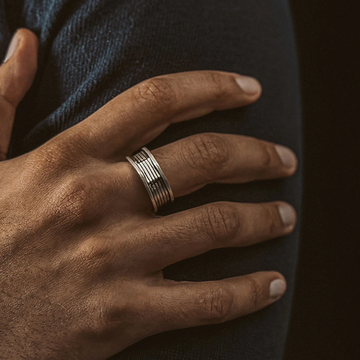 Yanel - Oxidised Sterling Silver Ring 10mm - Image 4
