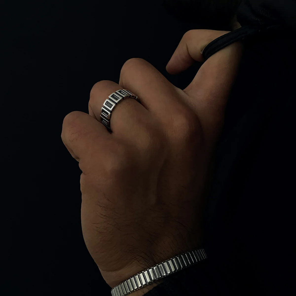 Yardan - Oxidised Sterling Silver Ring 8mm - Image 8