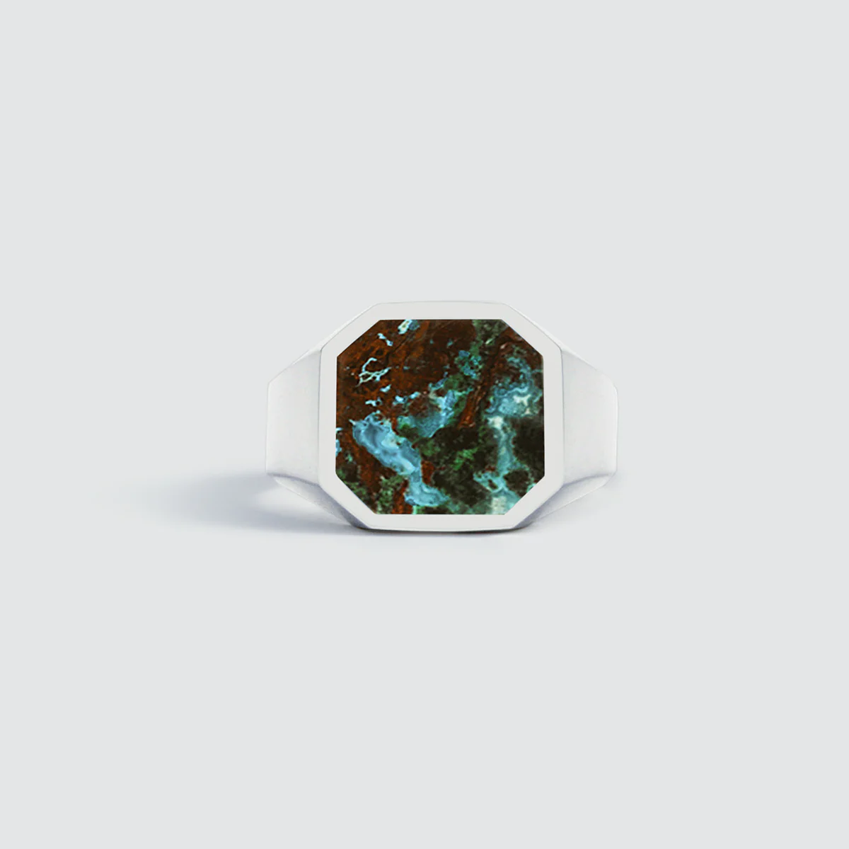 Zaire -  Sterling Silver Chrysocolla Signet Ring 13mm - Image 3