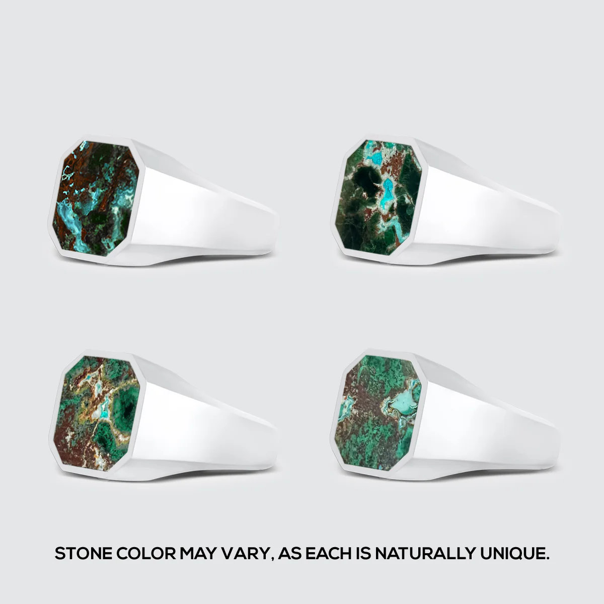 Zaire -  Sterling Silver Chrysocolla Signet Ring 13mm - Image 5