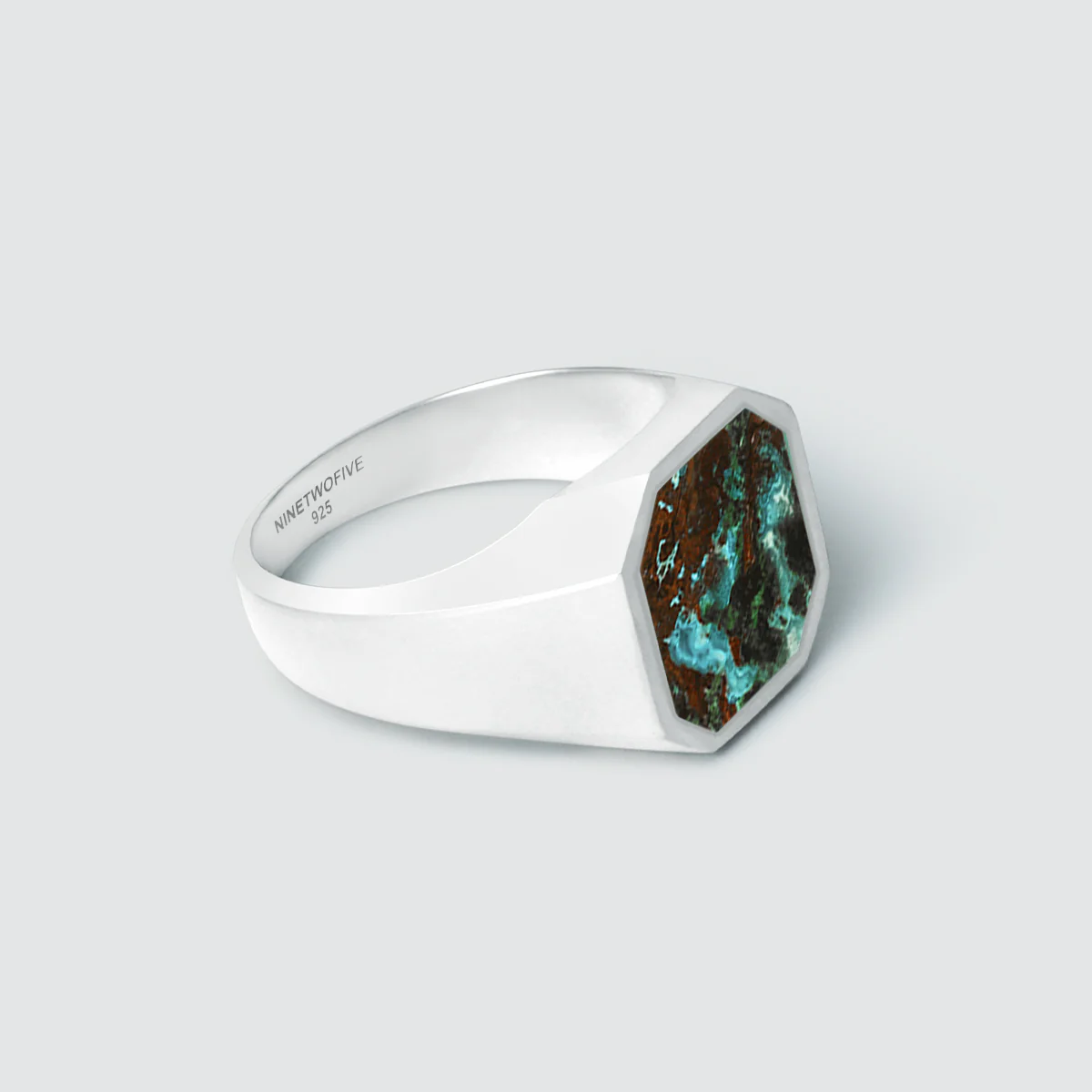 Zaire -  Sterling Silver Chrysocolla Signet Ring 13mm - Image 7