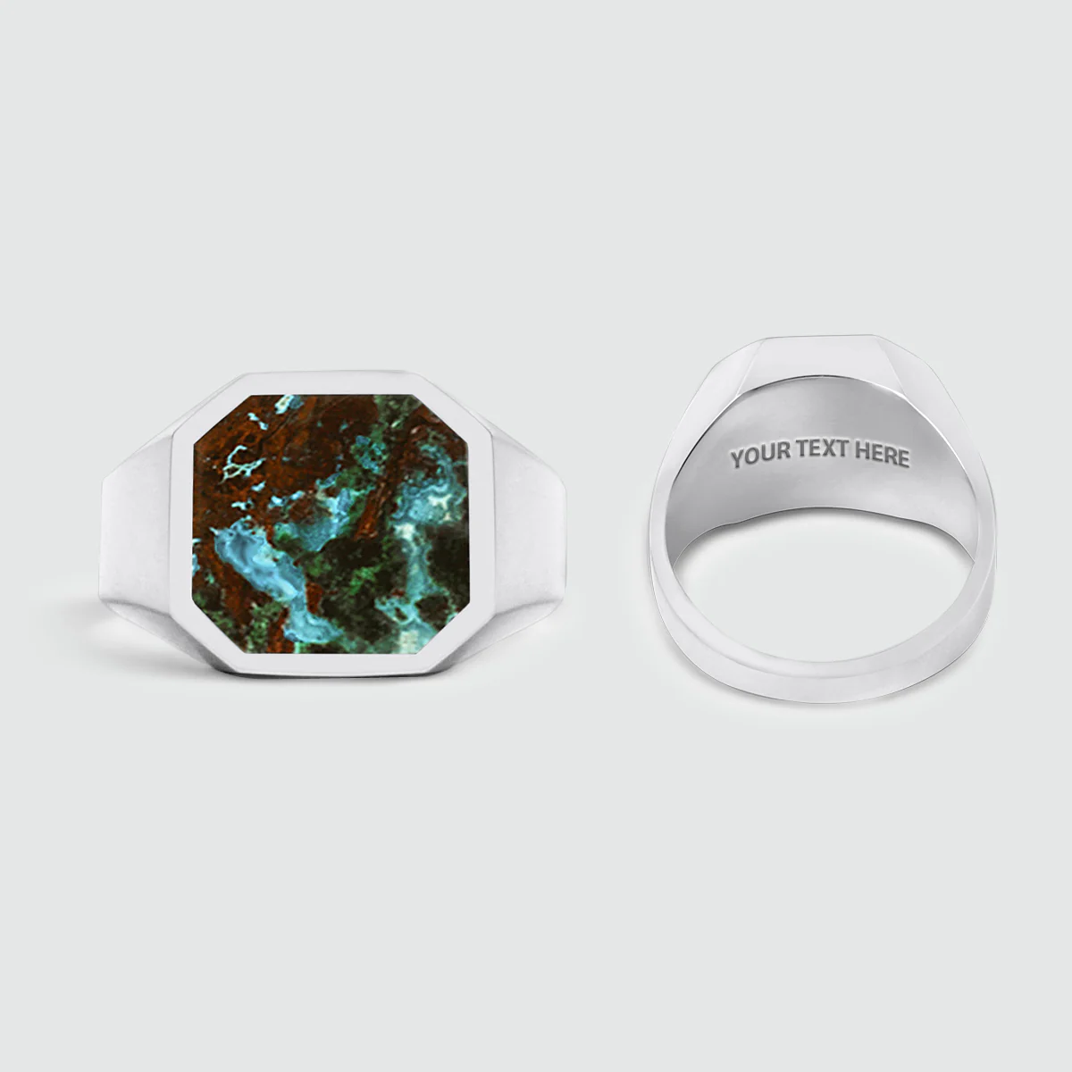 Zaire -  Sterling Silver Chrysocolla Signet Ring 13mm - Image 8