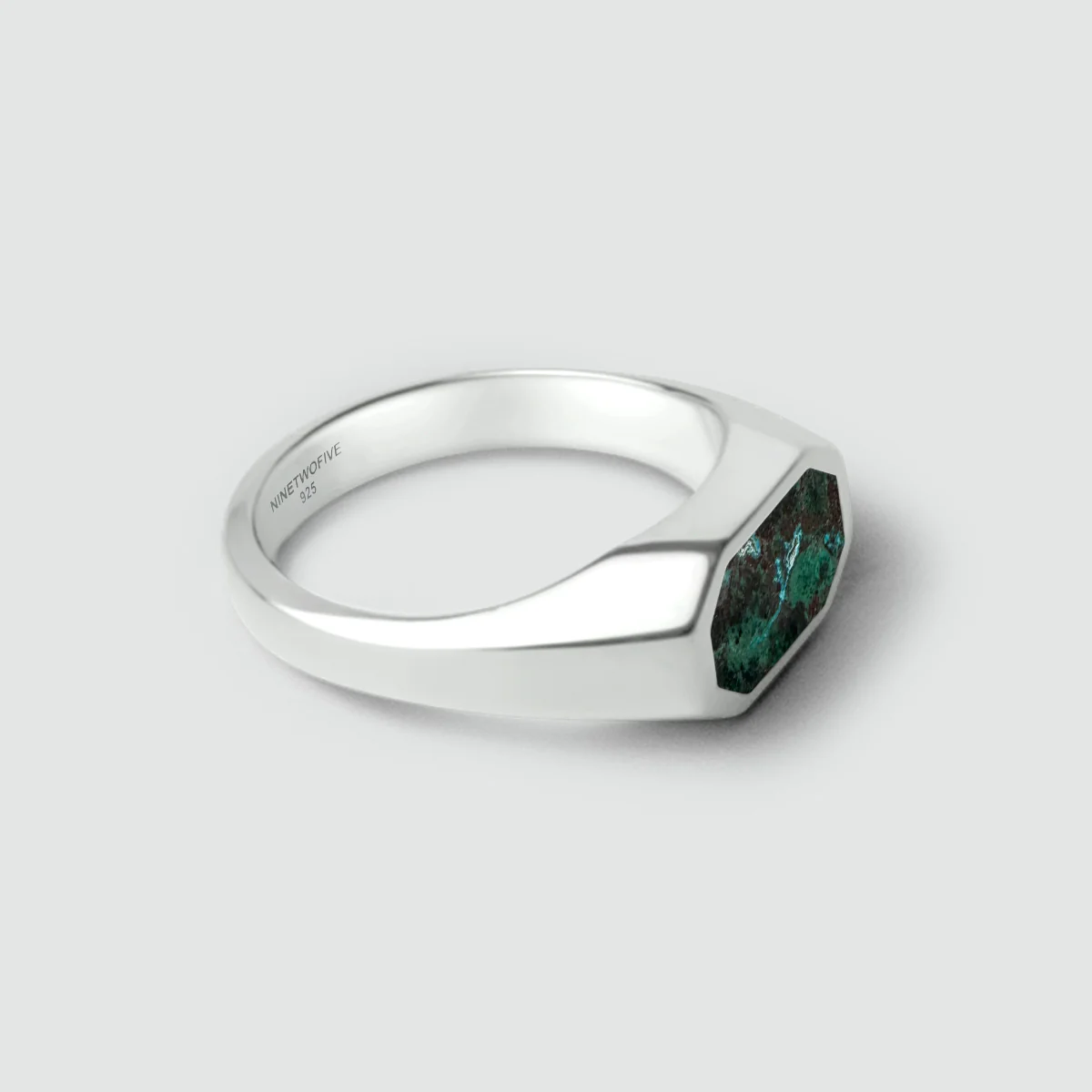 Zariq - Elegant Chrysocolla Stone Signet Ring 7mm - Image 11