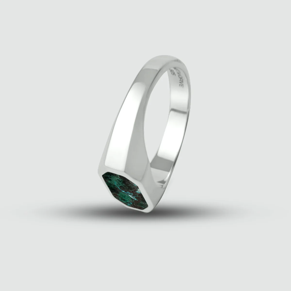 Zariq - Elegant Chrysocolla Stone Signet Ring 7mm - Image 12