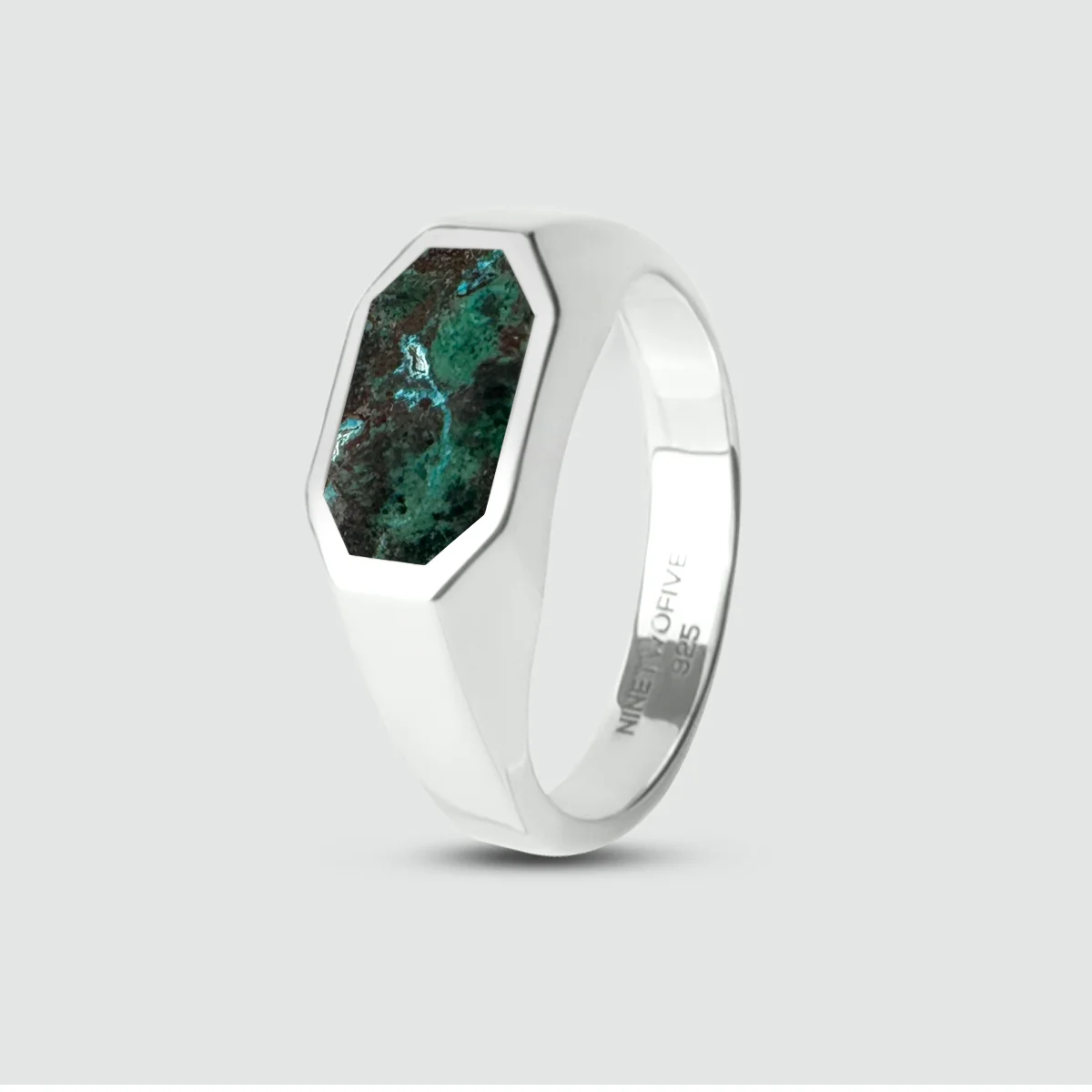 Zariq - Elegant Chrysocolla Stone Signet Ring 7mm - Image 3