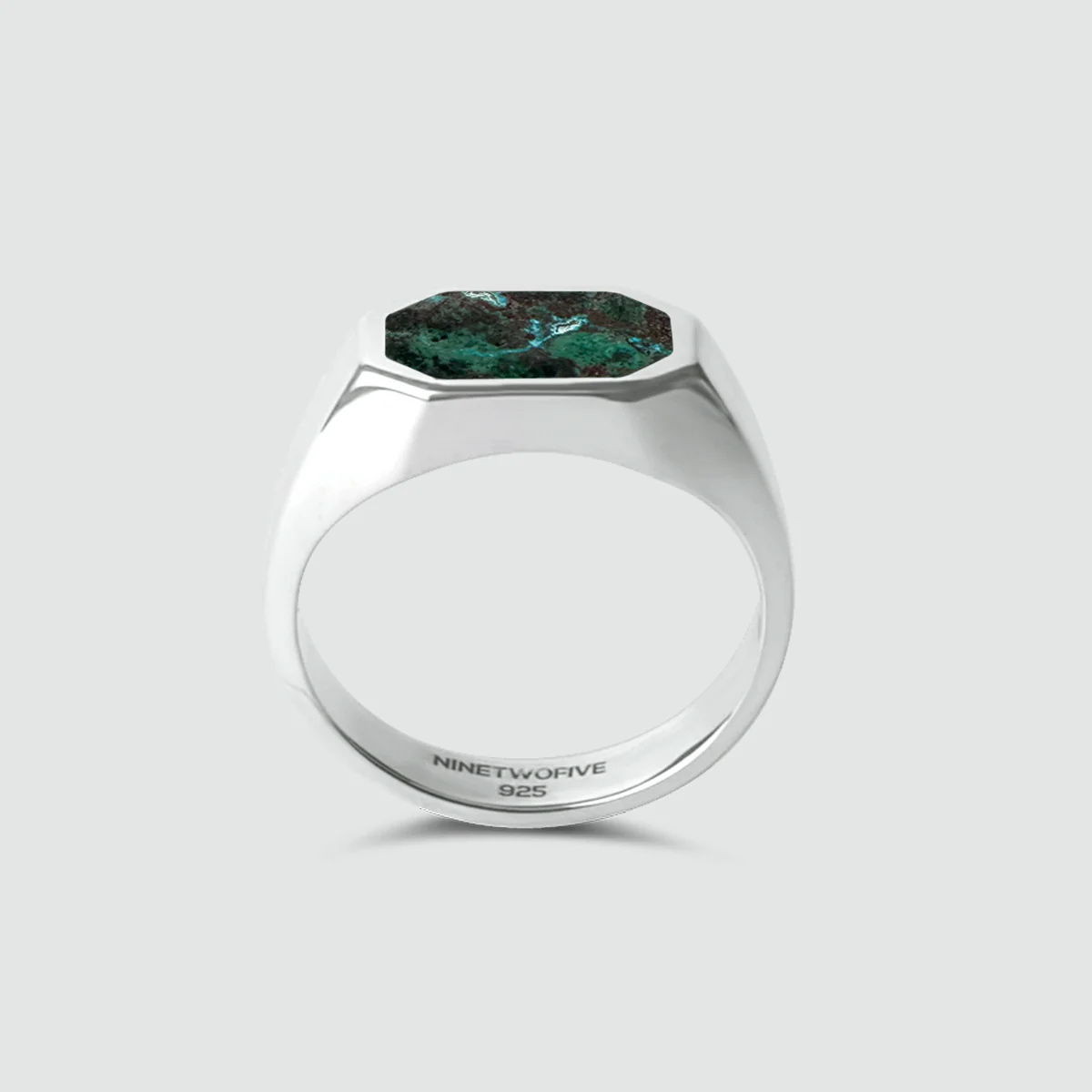 Zariq - Elegant Chrysocolla Stone Signet Ring 7mm - Image 5