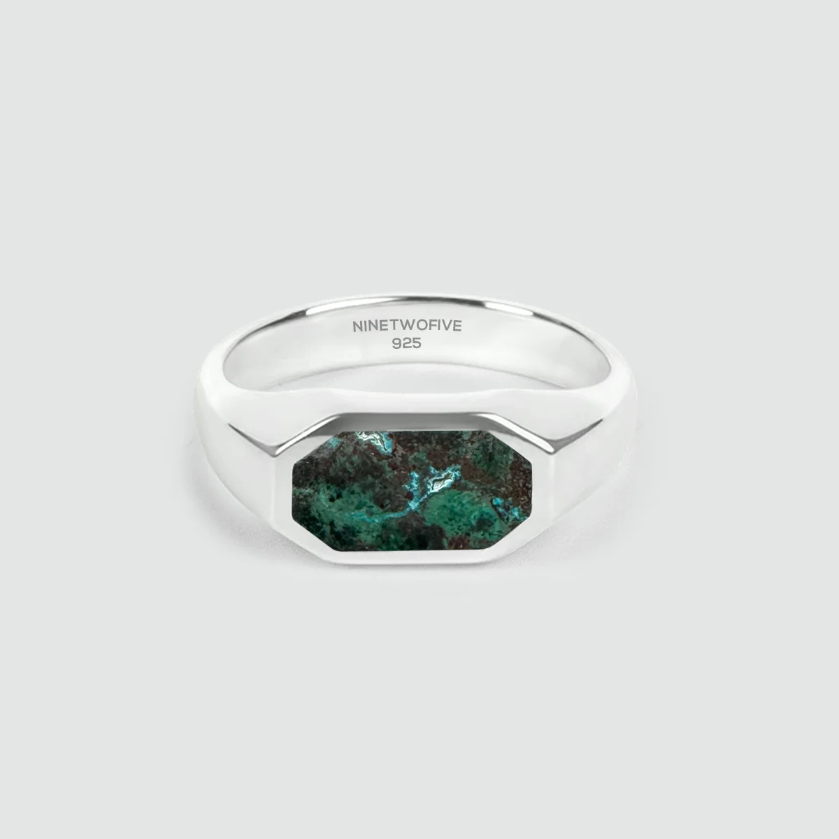Zariq - Elegant Chrysocolla Stone Signet Ring 7mm - Image 7