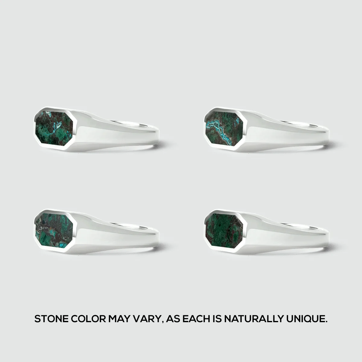 Zariq - Elegant Chrysocolla Stone Signet Ring 7mm - Image 9